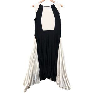 Ann Taylor Black and White Colorblock Midi Dress